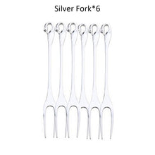 Load image into Gallery viewer, 7 Pcs Swan Fruit Base Holder Forks Set Stainless Steel Salad Dessert Forks Coffee Spoon Cake Tableware Zero Waste Flatware
