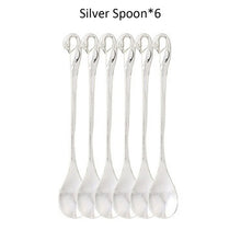 Load image into Gallery viewer, 7 Pcs Swan Fruit Base Holder Forks Set Stainless Steel Salad Dessert Forks Coffee Spoon Cake Tableware Zero Waste Flatware
