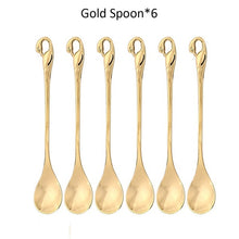 Load image into Gallery viewer, 7 Pcs Swan Fruit Base Holder Forks Set Stainless Steel Salad Dessert Forks Coffee Spoon Cake Tableware Zero Waste Flatware
