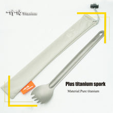 Load image into Gallery viewer, TiTo Titanium Long Handle Spoon Tableware Portable Camping Cutlery Convenient Titanium Spork Environmental Titanium fork
