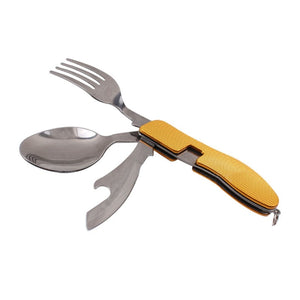 Multi-Function 3 in 1Stainless Steel Outdoor Tablewares Camping Hiking Folding Picnic Portable Cutlery Sets Knife for food Fork