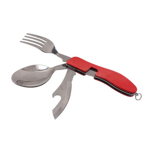 Multi-Function 3 in 1Stainless Steel Outdoor Tablewares Camping Hiking Folding Picnic Portable Cutlery Sets Knife for food Fork