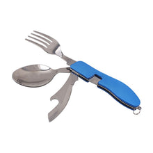 Load image into Gallery viewer, Multi-Function 3 in 1Stainless Steel Outdoor Tablewares Camping Hiking Folding Picnic Portable Cutlery Sets Knife for food Fork
