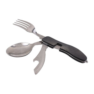 Multi-Function 3 in 1Stainless Steel Outdoor Tablewares Camping Hiking Folding Picnic Portable Cutlery Sets Knife for food Fork