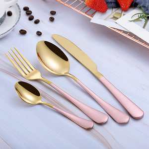 2018 Multi-Colors Rainbow Cutlery Set Dinnerware Set Black Cutlery Kit Fork Knife Stainless Steel Silverware Home Tableware Set