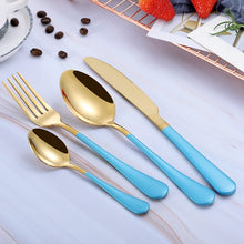 Load image into Gallery viewer, 2018 Multi-Colors Rainbow Cutlery Set Dinnerware Set Black Cutlery Kit Fork Knife Stainless Steel Silverware Home Tableware Set
