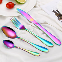 Load image into Gallery viewer, 2018 Multi-Colors Rainbow Cutlery Set Dinnerware Set Black Cutlery Kit Fork Knife Stainless Steel Silverware Home Tableware Set
