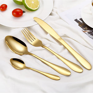 2018 Multi-Colors Rainbow Cutlery Set Dinnerware Set Black Cutlery Kit Fork Knife Stainless Steel Silverware Home Tableware Set