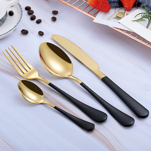 2018 Multi-Colors Rainbow Cutlery Set Dinnerware Set Black Cutlery Kit Fork Knife Stainless Steel Silverware Home Tableware Set