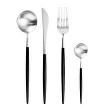 Load image into Gallery viewer, Dinnerware Set 304 Stainless Steel Cutlery Set Steak Knife Fork Set Coffee Spoon Teaspoon Flatware Tableware Kitchen Silverware
