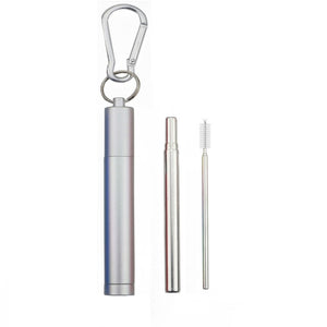 18/10 Stainless Steel Collapsible Straw Set Reusable Telescopic Drinking Straw Portable Straw For Travel Metal Drink Straw Brush