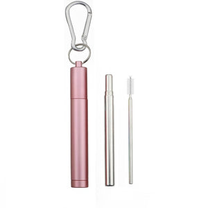 18/10 Stainless Steel Collapsible Straw Set Reusable Telescopic Drinking Straw Portable Straw For Travel Metal Drink Straw Brush