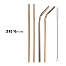 Load image into Gallery viewer, 18/10 Stainless Steel Collapsible Straw Set Reusable Telescopic Drinking Straw Portable Straw For Travel Metal Drink Straw Brush
