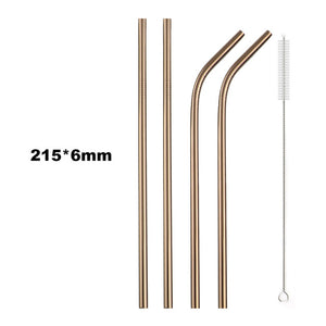 18/10 Stainless Steel Collapsible Straw Set Reusable Telescopic Drinking Straw Portable Straw For Travel Metal Drink Straw Brush