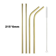 Load image into Gallery viewer, 18/10 Stainless Steel Collapsible Straw Set Reusable Telescopic Drinking Straw Portable Straw For Travel Metal Drink Straw Brush
