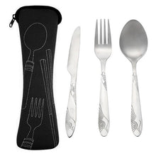 Load image into Gallery viewer, 4pcs Stainless Steel Portable Tableware Dinnerware Travel Camp Cutlery Set knife and fork spoon Western tableware set
