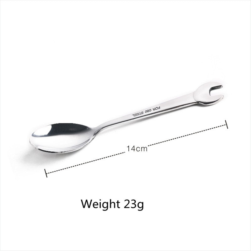 WOWCC Food Picks Stainless Steel Wrench Shape Fork Spoon Dinner Fruit Dessert Long Tableware Forks Tool Picnic Bento Accessories