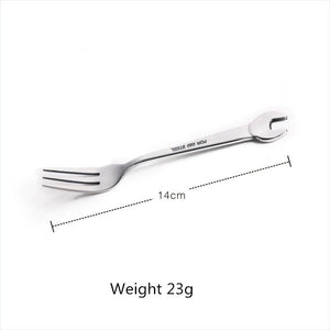 WOWCC Food Picks Stainless Steel Wrench Shape Fork Spoon Dinner Fruit Dessert Long Tableware Forks Tool Picnic Bento Accessories