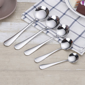 1pcs Stainless Steel Round Spoon Stir Spoon Coffee Spoon Ice Cream Honey Dessert Tea Spoon five sizes optional