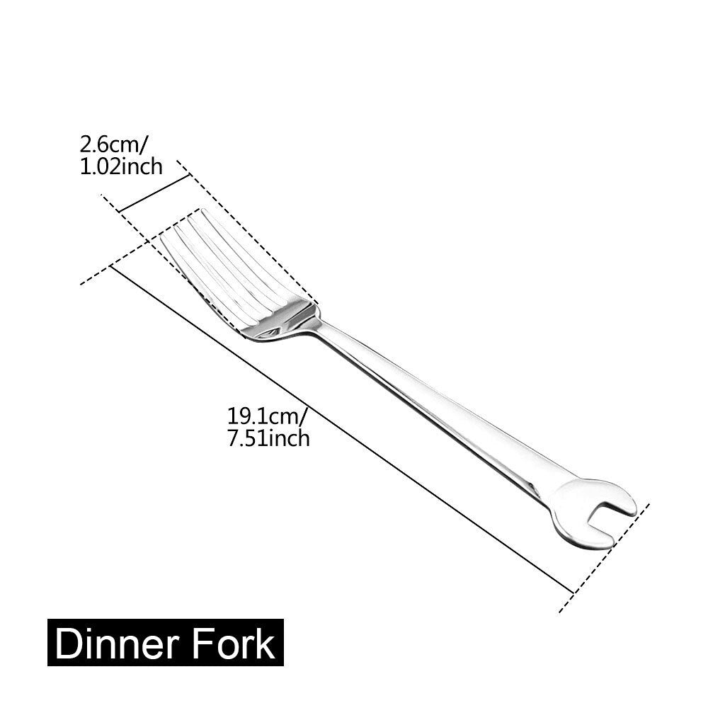 Stainless Steel Creative Wrench Shape Dinnerware Set Cutlery knife Utensils Kitchen Accessories Dinner Fork Spoon Family Camping