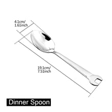 Load image into Gallery viewer, Stainless Steel Creative Wrench Shape Dinnerware Set Cutlery knife Utensils Kitchen Accessories Dinner Fork Spoon Family Camping
