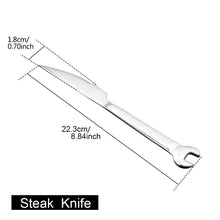 Load image into Gallery viewer, Stainless Steel Creative Wrench Shape Dinnerware Set Cutlery knife Utensils Kitchen Accessories Dinner Fork Spoon Family Camping
