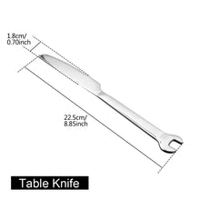 Load image into Gallery viewer, Stainless Steel Creative Wrench Shape Dinnerware Set Cutlery knife Utensils Kitchen Accessories Dinner Fork Spoon Family Camping
