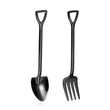 Load image into Gallery viewer, 2 Pcs Kitchen Stainless Steel Dessert Shovel Spoon and Fork Picnic Travel Creative Cute Design Ice Cream Spoon Fruit Fork Set
