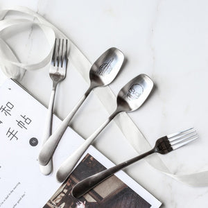 Skeleton Skull Printed Spoon Forks Stainless Steel Coffee Spoon Western Tableware