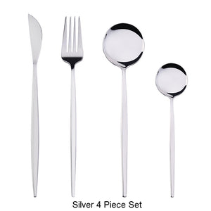 4Pcs/set Black Gold Cutlery Set 18/10 Stainless Steel Dinnerware Silverware Flatware Set Dinner Knife Fork Spoon Dropshipping