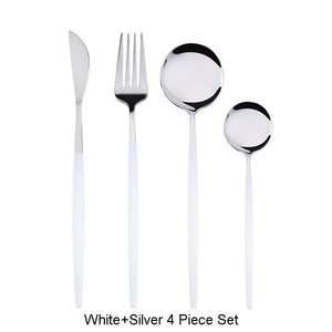 4Pcs/set Black Gold Cutlery Set 18/10 Stainless Steel Dinnerware Silverware Flatware Set Dinner Knife Fork Spoon Dropshipping