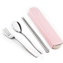 Load image into Gallery viewer, WORTHBUY Portable Travel Tableware Set Stainless Steel Dinnerware With Box Kitchen Fork Spoon Dinner Set For Kid School Cutlery
