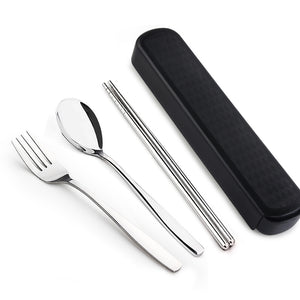 WORTHBUY Portable Travel Tableware Set Stainless Steel Dinnerware With Box Kitchen Fork Spoon Dinner Set For Kid School Cutlery