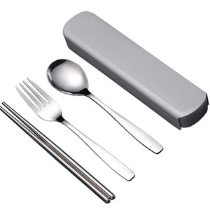 WORTHBUY Portable Travel Tableware Set Stainless Steel Dinnerware With Box Kitchen Fork Spoon Dinner Set For Kid School Cutlery