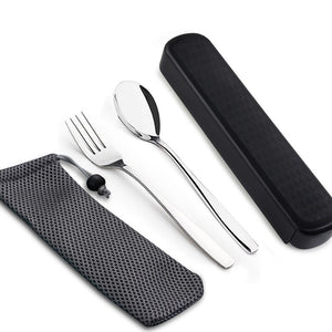 WORTHBUY Portable Travel Tableware Set Stainless Steel Dinnerware With Box Kitchen Fork Spoon Dinner Set For Kid School Cutlery