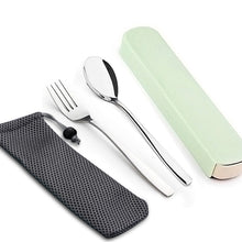 Load image into Gallery viewer, WORTHBUY Portable Travel Tableware Set Stainless Steel Dinnerware With Box Kitchen Fork Spoon Dinner Set For Kid School Cutlery
