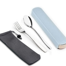 Load image into Gallery viewer, WORTHBUY Portable Travel Tableware Set Stainless Steel Dinnerware With Box Kitchen Fork Spoon Dinner Set For Kid School Cutlery
