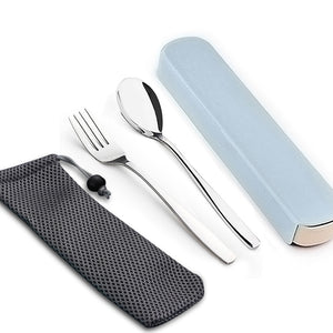 WORTHBUY Portable Travel Tableware Set Stainless Steel Dinnerware With Box Kitchen Fork Spoon Dinner Set For Kid School Cutlery