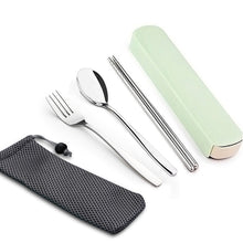 Load image into Gallery viewer, WORTHBUY Portable Travel Tableware Set Stainless Steel Dinnerware With Box Kitchen Fork Spoon Dinner Set For Kid School Cutlery
