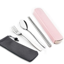 Load image into Gallery viewer, WORTHBUY Portable Travel Tableware Set Stainless Steel Dinnerware With Box Kitchen Fork Spoon Dinner Set For Kid School Cutlery
