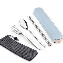 Load image into Gallery viewer, WORTHBUY Portable Travel Tableware Set Stainless Steel Dinnerware With Box Kitchen Fork Spoon Dinner Set For Kid School Cutlery
