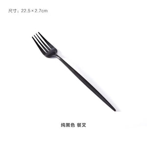 304 Stainless Steel Cutlery Tableware Dinner Set Forks Knives Scoop Set Silverware Set Titanium black kitchen food dinnerware