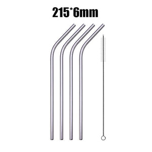 UPORS 4/8Pcs Reusable Drinking Straw High Quality 304 Stainless Steel Metal Straw with Cleaner Brush Wholesale