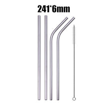 Load image into Gallery viewer, UPORS 4/8Pcs Reusable Drinking Straw High Quality 304 Stainless Steel Metal Straw with Cleaner Brush Wholesale
