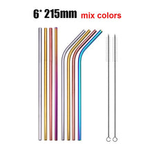 Load image into Gallery viewer, UPORS 4/8Pcs Reusable Drinking Straw High Quality 304 Stainless Steel Metal Straw with Cleaner Brush Wholesale
