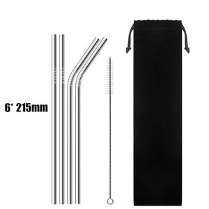 UPORS 4/8Pcs Reusable Drinking Straw High Quality 304 Stainless Steel Metal Straw with Cleaner Brush Wholesale