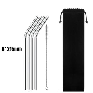 UPORS 4/8Pcs Reusable Drinking Straw High Quality 304 Stainless Steel Metal Straw with Cleaner Brush Wholesale