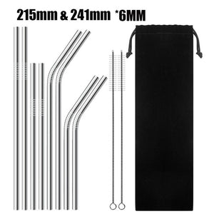 UPORS 4/8Pcs Reusable Drinking Straw High Quality 304 Stainless Steel Metal Straw with Cleaner Brush Wholesale