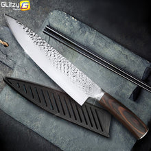 Load image into Gallery viewer, Cuchillo de cocina de 8 pulgadas, cuchillos profesionales japoneses de Chef 7CR17 440C, cuchillo de carnicero de acero inoxidable, juego de santoku
