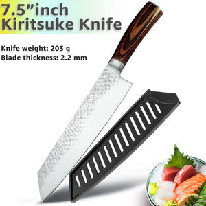 Cuchillo de cocina de 8 pulgadas, cuchillos profesionales japoneses de Chef 7CR17 440C, cuchillo de carnicero de acero inoxidable, juego de santoku